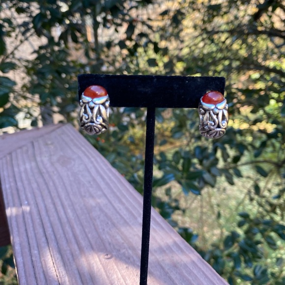 VTG CINER Silver Earrings with Carnelian Stone - Picture 3 of 10